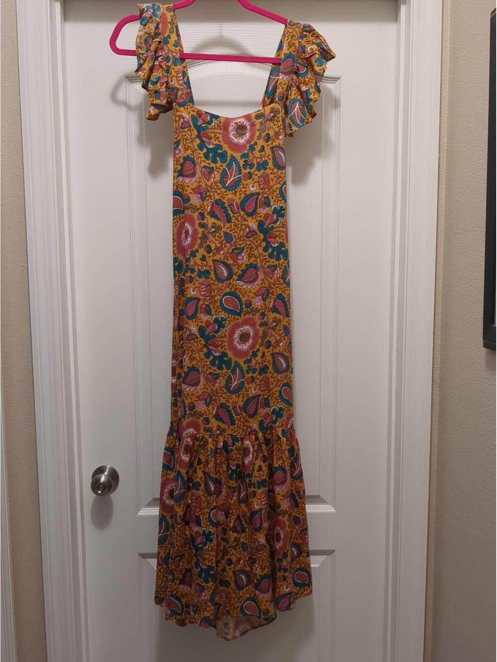 HOUSE OF HARLOW 1960 Nicole Richie Yelliw Floral Paisley Maxi Midi Dress Sz mM